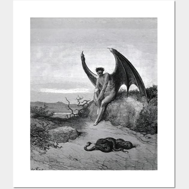 Lucifer Fallen Angel Paradise Lost Wall Art by HipHopTees